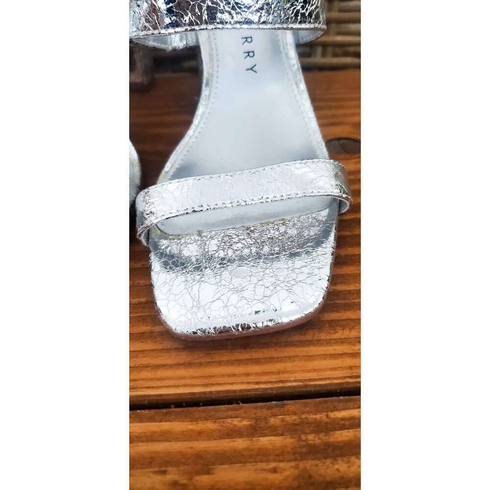 Katy Perry Silver Strappy Block Heel Sandals Mirror Detail Size 6.5 - Picture 5 of 11